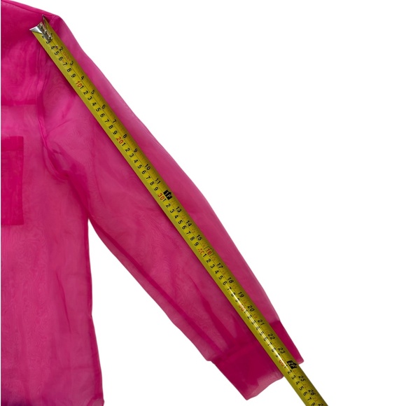 Nicole Miller NY Vibrant Fuchsia Pink Sheer Chiffon Organza Minimalist Chic M - Picture 8 of 10